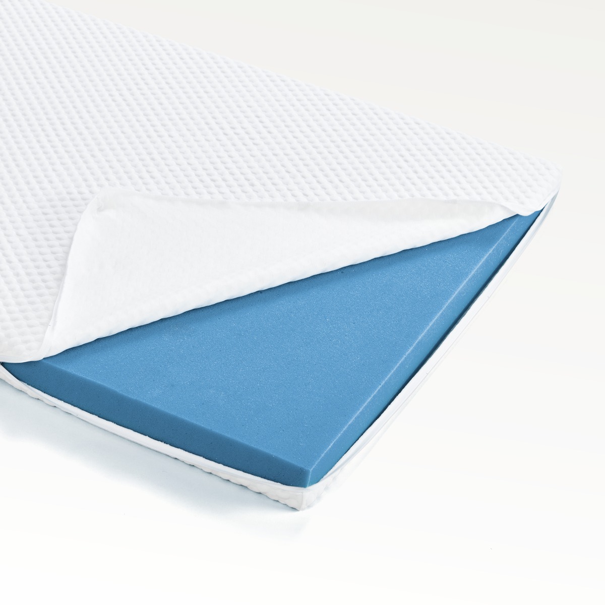 PROCAVE Kaltschaumtopper Classic — Produktfreisteller gefaltet, zeigt blauen Kaltschaumkern mit weißem Bezug