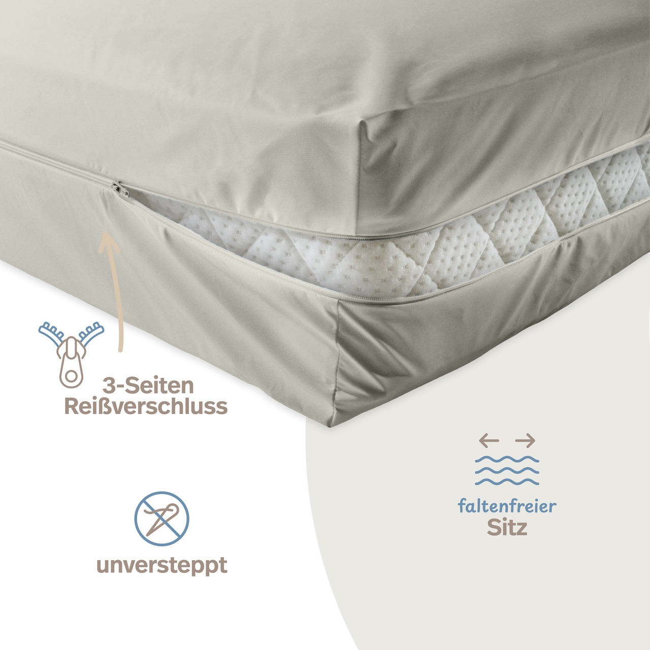 unversteppter Matratzenbezug grau