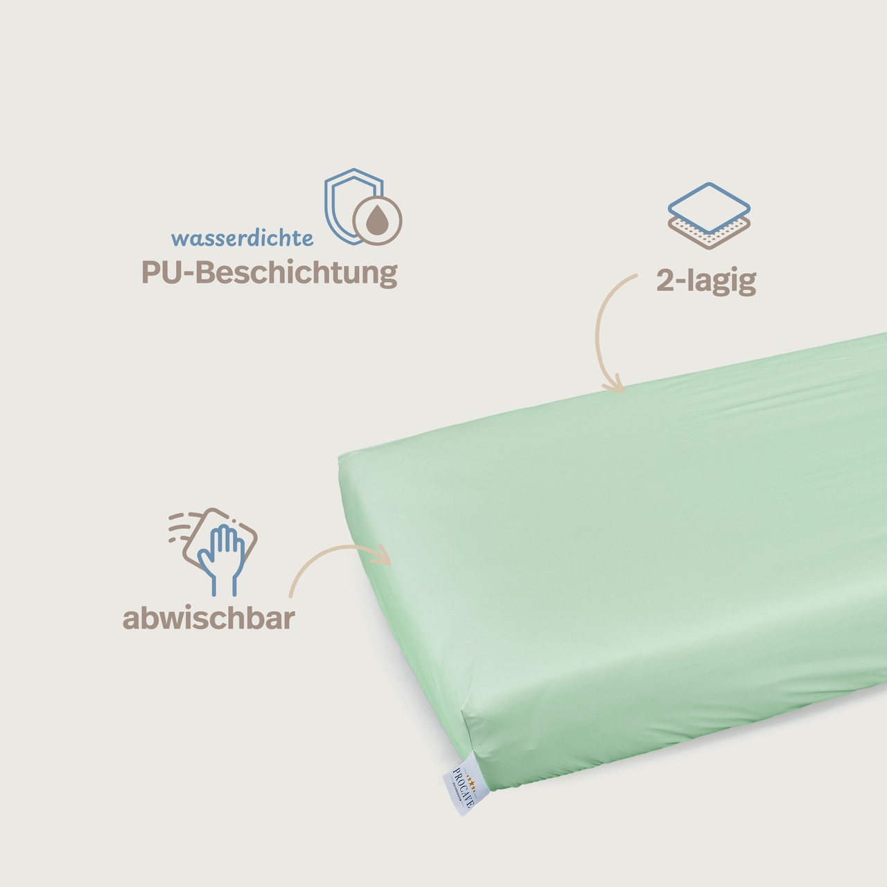 wasserdichtes Spannbettlaken abwischbar grün
