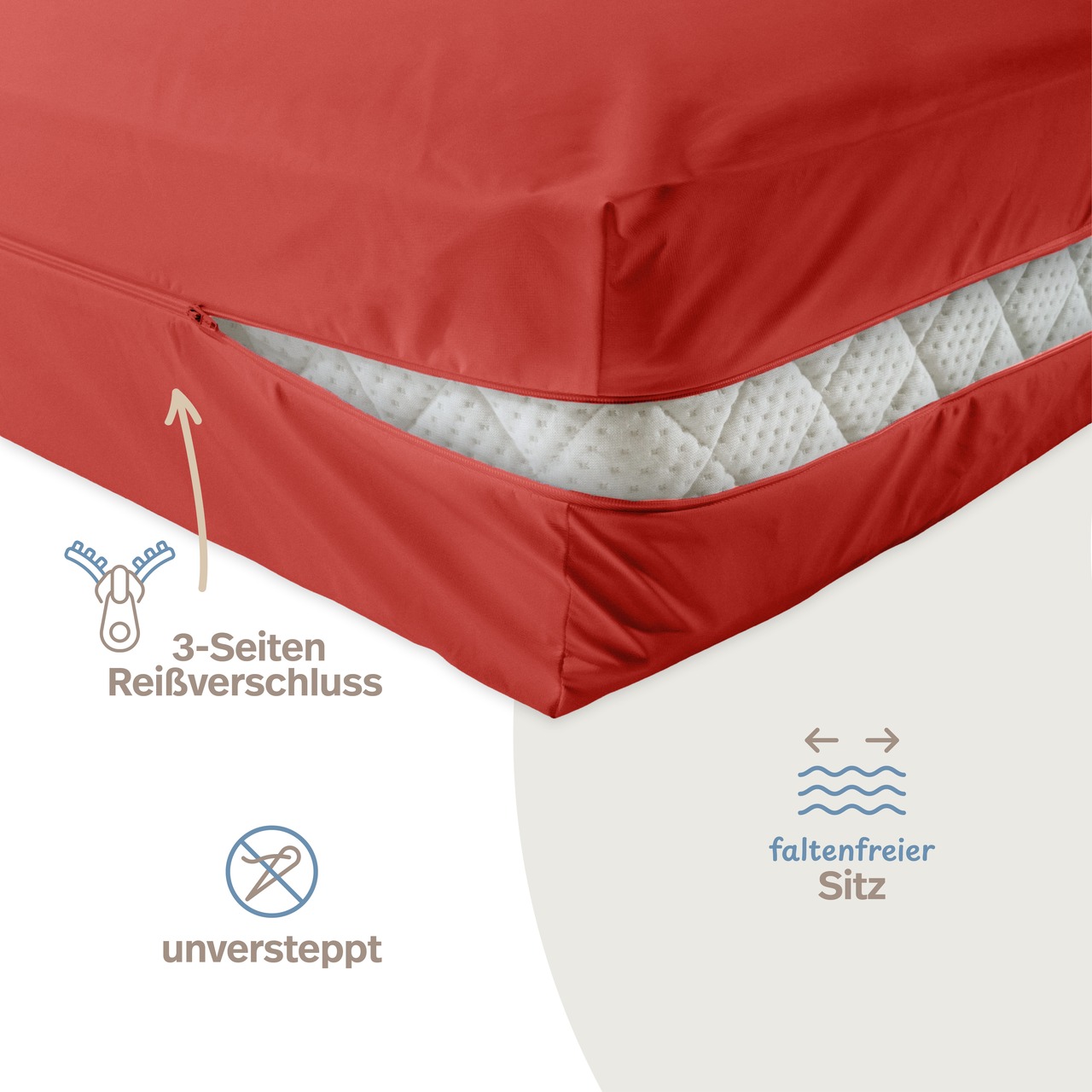 unversteppter Matratzenbezug rot