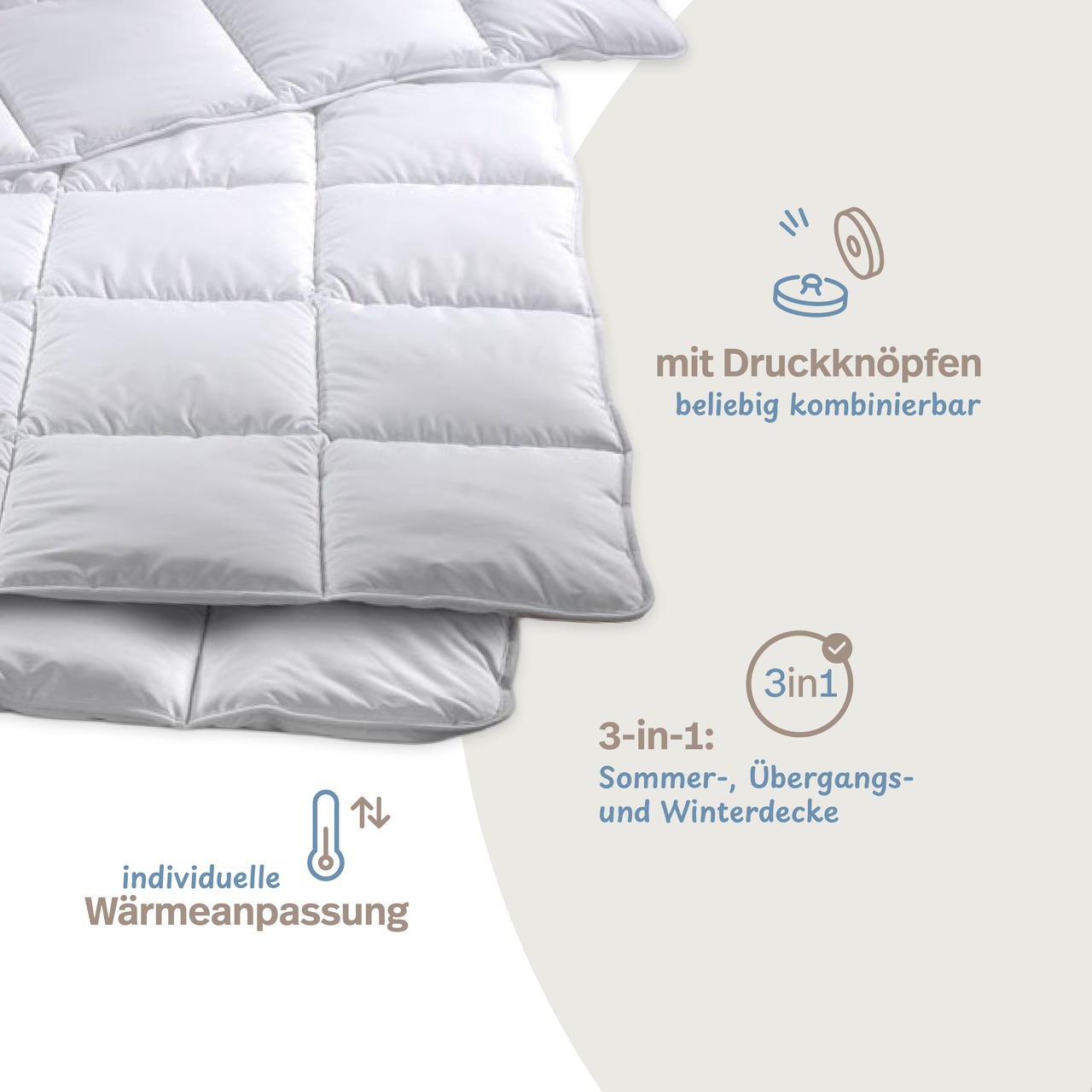 MICRO-COMFORT 4 Jahreszeiten Steppdecke mit Druckknöpfen
