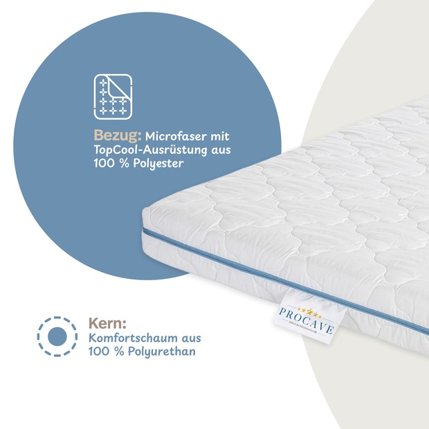 Kindermatratze mit verstepptem TopCool-Matratzenbezug