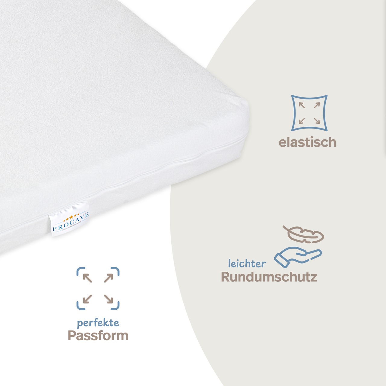 unversteppter Matratzenbezug Frottee-Stretch weiß