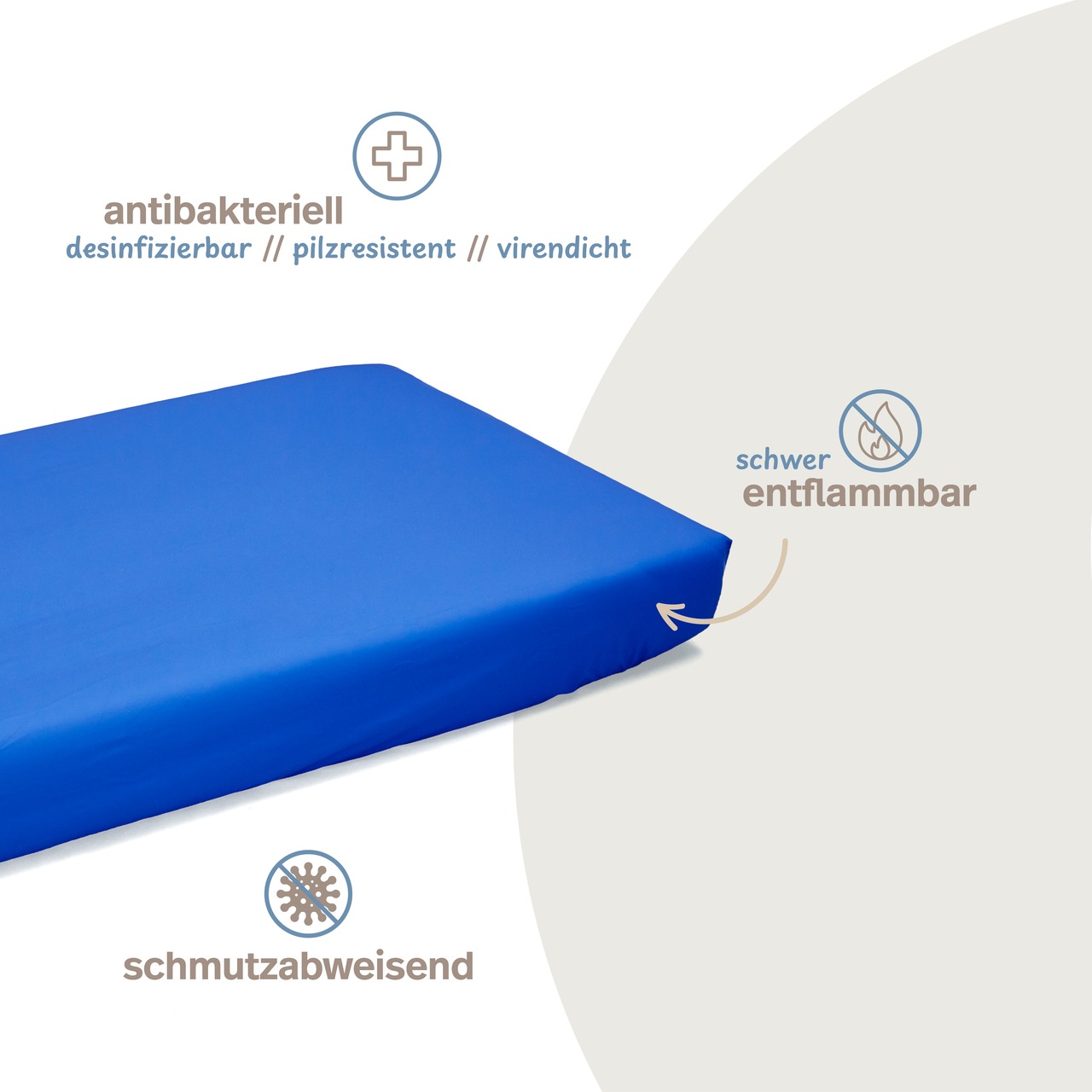 wasserdichtes Spannbettlaken abwischbar blau