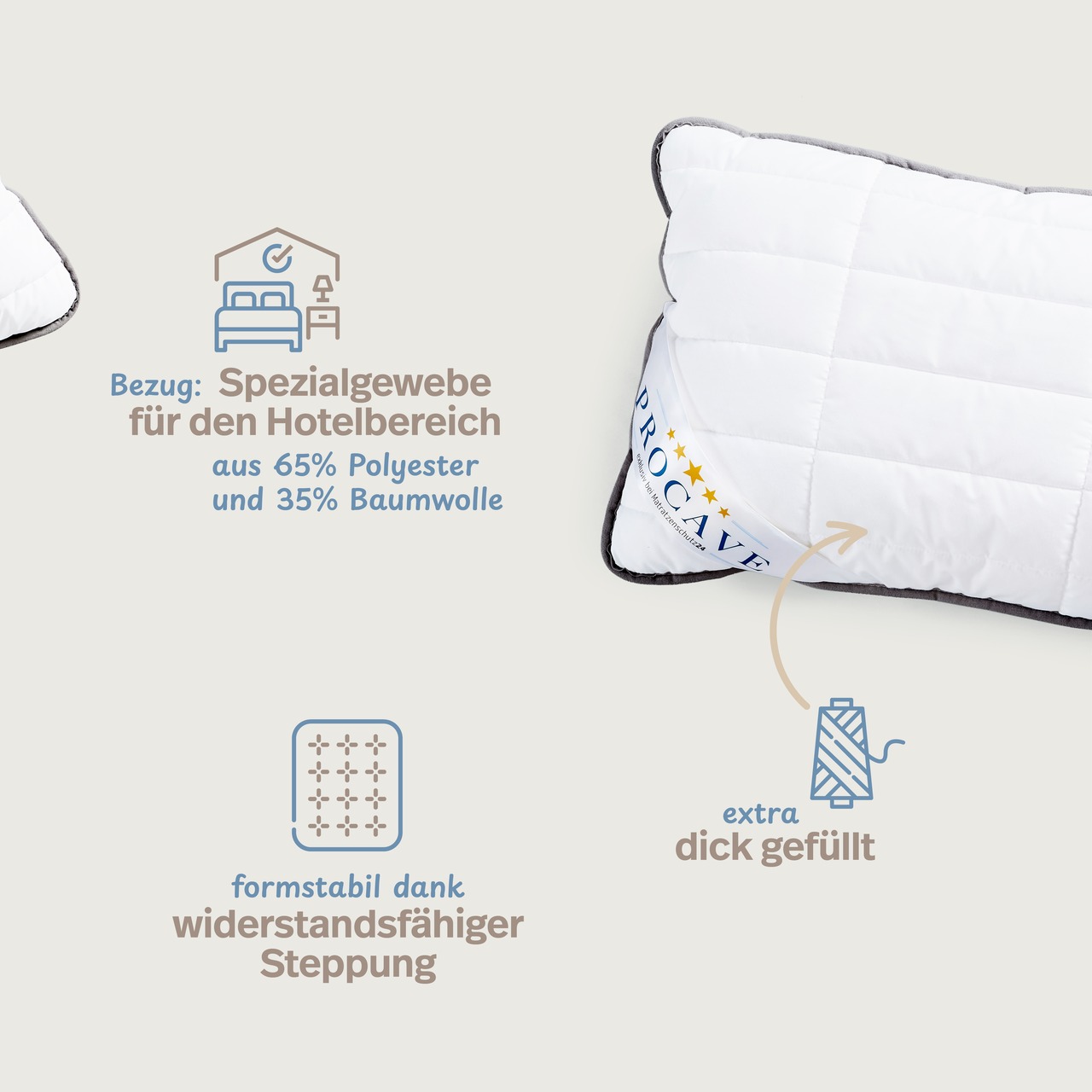 OBJEKT Kopfkissen kochfest in Hotel-Qualität